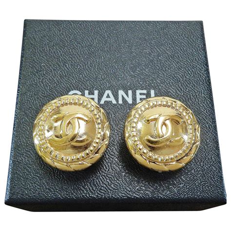 chanel round gold earrings|genuine chanel earrings uk.